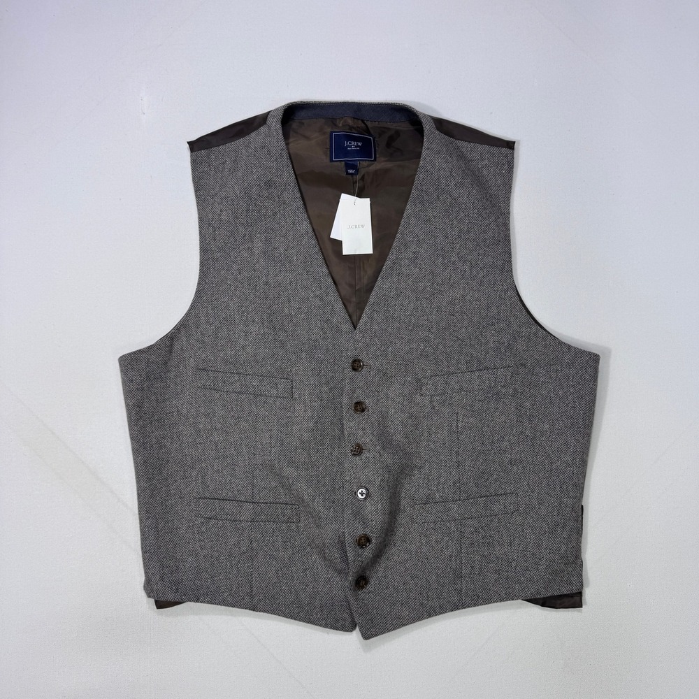 J.Crew Mens Ludlow Suit Vest XL Brown Tweed Wool Blend F5142 Formal Wedding NWT